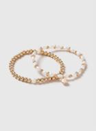 Dorothy Perkins Gold And Pearl Look Stretch Bead Wristwear