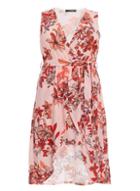 *quiz Curve Pink And Red Floral Print Wrap Dress