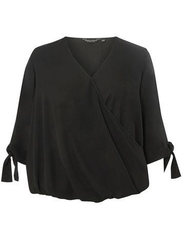 Dorothy Perkins Dp Curve Black Bubble Hem Wrap Top