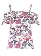Dorothy Perkins Ivory Floral Print Cold Shoulder Top
