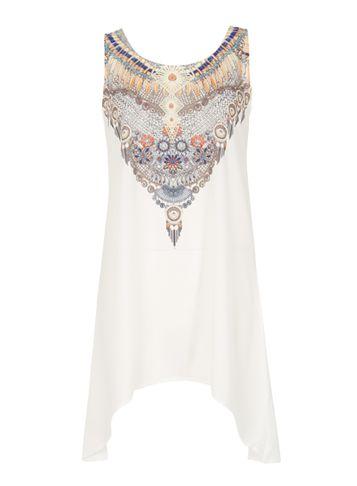 Dorothy Perkins *white Aztec Print Top