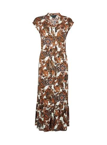 Dorothy Perkins Multi Colour Paisley Print Drawstring Waist Shirt Dress