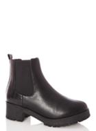 *quiz Wide Fit Black Chunky Heeled Boots