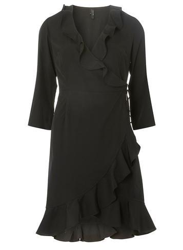 Dorothy Perkins *vero Moda Black Ruffle Wrap Dress