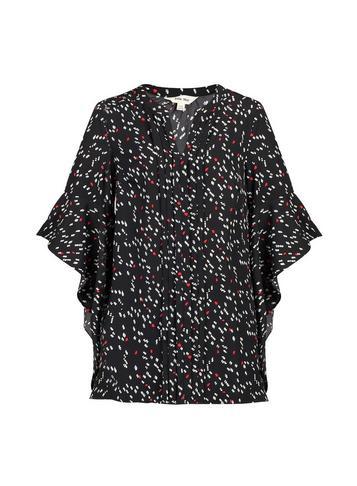 Dorothy Perkins *jolie Moi Black Pattern Frill Blouse