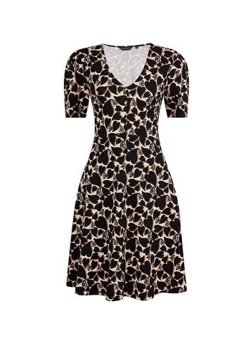 Dorothy Perkins Black Heart Print Tea Dress