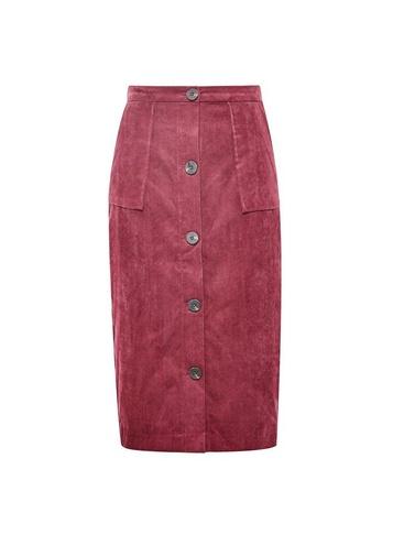 *vila Burgundy Corduroy Button Skirt