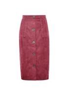 *vila Burgundy Corduroy Button Skirt