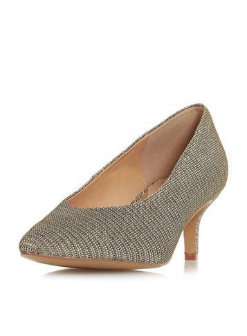 Dorothy Perkins *head Over Heels By Dune Gold Amandi Mid Heels Court Shoes