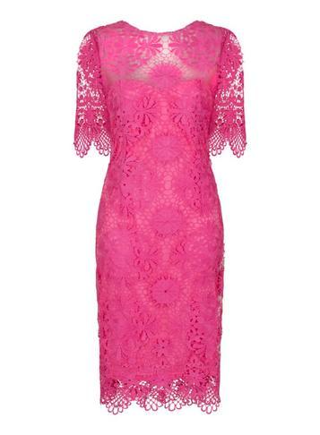 Dorothy Perkins *paper Dolls Pink Lace Short Sleeve Pencil Dress