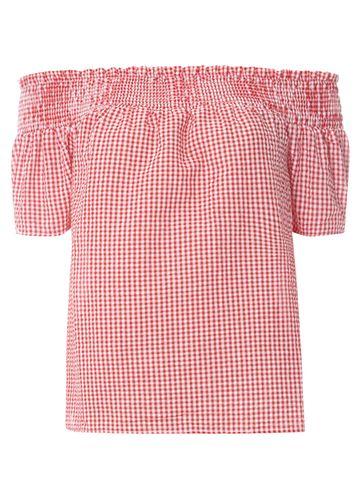 Dorothy Perkins Red Gingham Textured Bardot Top