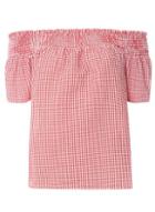 Dorothy Perkins Red Gingham Textured Bardot Top