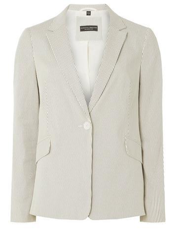 Dorothy Perkins Grey And White Striped Blazer