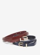 Dorothy Perkins Wine And Navy Patent Belts
