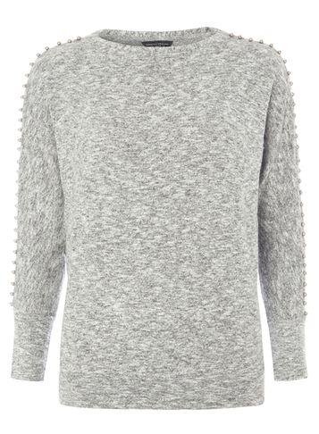 Dorothy Perkins Grey Metal Ball Trim Top