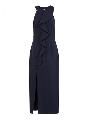 Dorothy Perkins *paper Dolls Navy Frill Maxi Dress