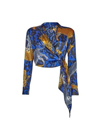 Dorothy Perkins *lola Skye Multi Colour Animal Print Wrap Shirt