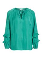 *vila Green Tie Neck Blouse