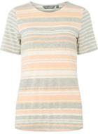 Dorothy Perkins *tall Apricot And Grey Striped Curve Hem T-shirt