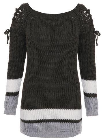 Dorothy Perkins *quiz Khaki Lace Up Jumper