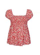 Dorothy Perkins Petite Red Ditsy Print Shirred Top