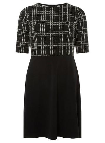 Dorothy Perkins Black And White Check 2-in-1 Fit And Flare Dress