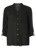 Dorothy Perkins Black Notch Neck Roll Sleeve Shirt
