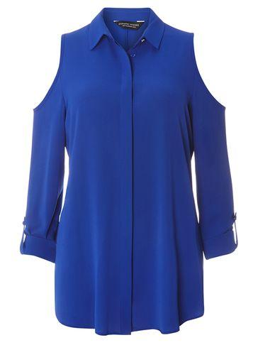 Dorothy Perkins Cobalt Cold Shoulder Shirt