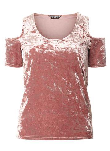 Dorothy Perkins Blush Velour Cold Shoulder Top