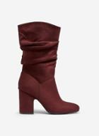 Dorothy Perkins Burgundy Kind Ruched Mid Calf Boots
