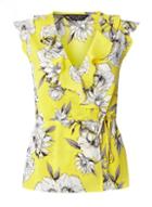 Dorothy Perkins Yellow Floral Ruffle Wrap Top