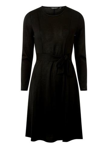 Dorothy Perkins Black Tie Waist Cut And Sew Skater Dress
