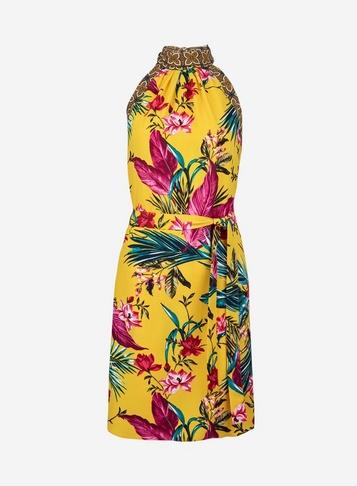 Dorothy Perkins Yellow Tropical Print Tie Shift Dress