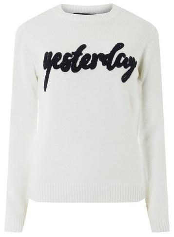 Dorothy Perkins White 'yesterday' Slogan Jumper