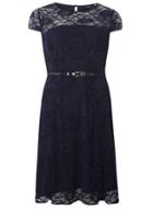 Dorothy Perkins Belted Lace Fit And Flare Dress