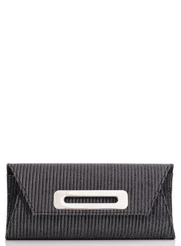 Dorothy Perkins *quiz Grey Striped Shimmer Clutch Bag
