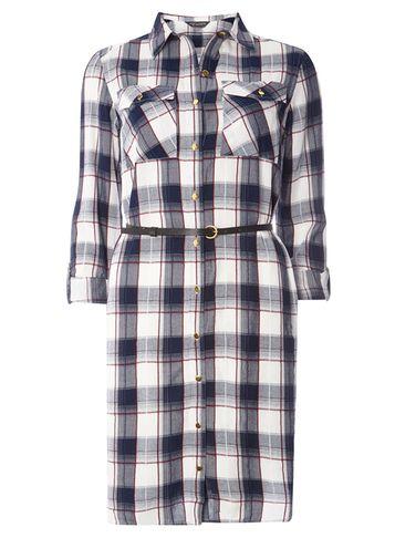 Dorothy Perkins *tall Check Belted Shirt Dress