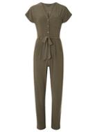Dorothy Perkins Khaki Button Through Interlock Twist Yarn Jumpsuit