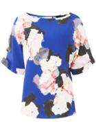 Dorothy Perkins Cobalt Floral Print Keyhole T-shirt