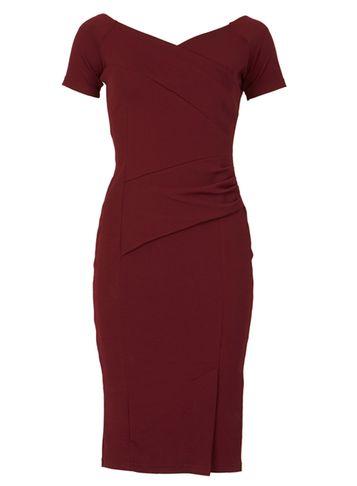 Dorothy Perkins *feverfish Burgundy Crepe Bodycon Dress