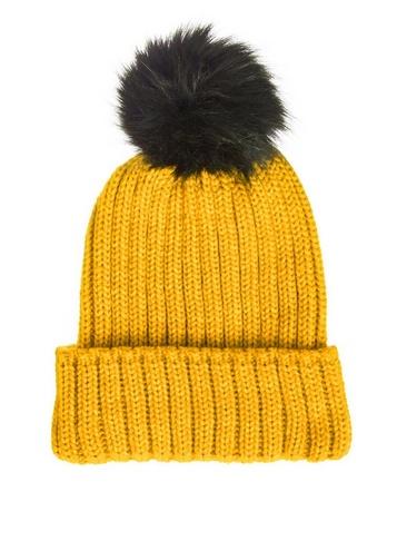 Dorothy Perkins *quiz Mustard Knitted Pom Pom Hat