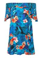 Dorothy Perkins *dp Beach Blue Tropical Bardot Dress
