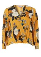 Dorothy Perkins Petite Ochre Floral Print Wrap Top