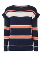 Dorothy Perkins Multi Coloured Stripe Print Ruffle Shoulder Jumper