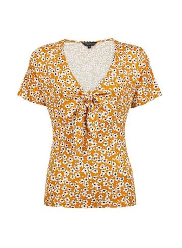Dorothy Perkins Yellow Ditsy Print Tie Front Top