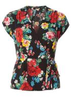 Dorothy Perkins Black Floral Wrap Top