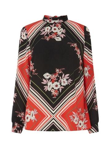 Dorothy Perkins Red Mixed Print Long Sleeve Top