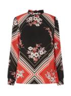 Dorothy Perkins Red Mixed Print Long Sleeve Top