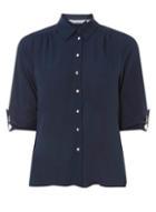 Dorothy Perkins Petite Navy Roll Sleeve Shirt