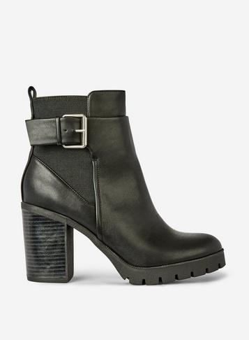 Dorothy Perkins Black Ally Cleated Sole Boots